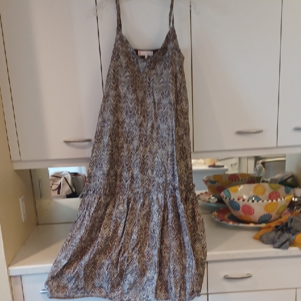 Jude Connally Brown Sleeveless Spaghetti Strap Maxi Sundress